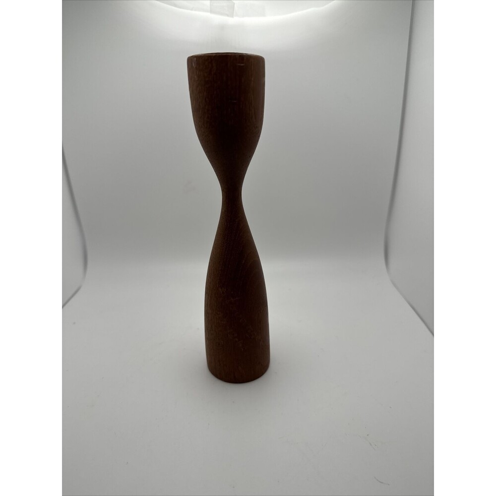 Vintage Teak Candlestick Norway Dated 12 22 62